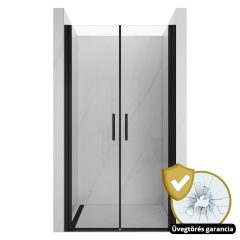   HD Toronto+ Black 70/80/90/100 cm széles kétszárnyú nyíló zuhanyajtó 6 mm vastag  vízlepergető biztonsági üveggel, 195 cm magas
