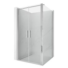 HD Toronto+ 90x90 szögletes kétszárnyú nyílóajtós zuhanykabin 6 mm vastag vízlepergető biztonsági üveggel, krómozott elemekkel, 195 cm magas