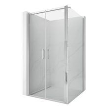 HD Toronto 90x90 szögletes kétszárnyú nyílóajtós zuhanykabin 6 mm vastag vízlepergető biztonsági üveggel, krómozott elemekkel, 195 cm magas