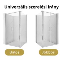 HD Toronto 90x90 szögletes kétszárnyú nyílóajtós zuhanykabin 6 mm vastag vízlepergető biztonsági üveggel, krómozott elemekkel, 195 cm magas