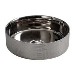   HD Fiona 36 cm széles pultra ültethető fényes ezüst porcelán mosdótál