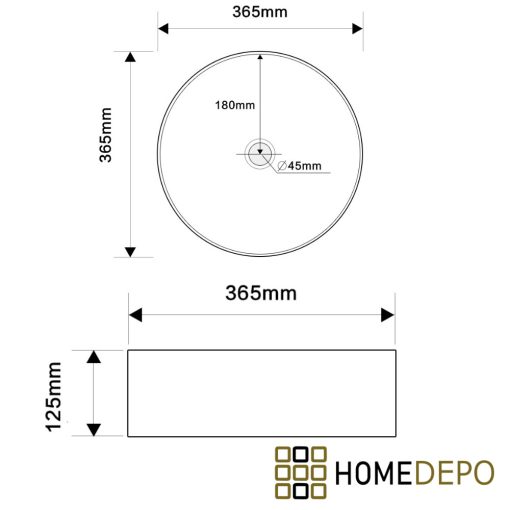 HD Fiona 36 cm széles pultra ültethető fényes ezüst porcelán mosdótál