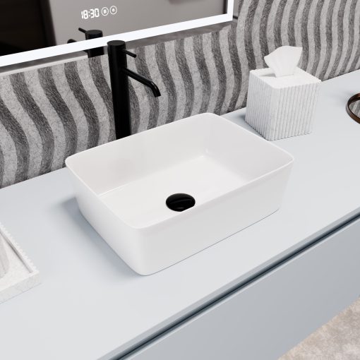 HD Nadia White 41 cm széles pultra ültethető hófehér porcelán mosdótál