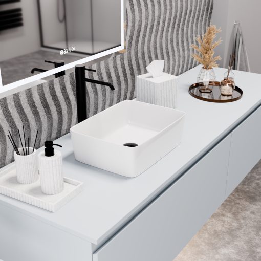 HD Nadia White 41 cm széles pultra ültethető hófehér porcelán mosdótál