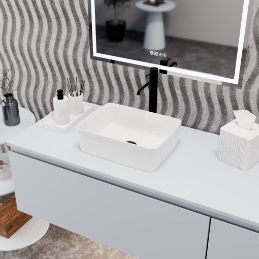 HD Nadia White 41 cm széles pultra ültethető hófehér porcelán mosdótál