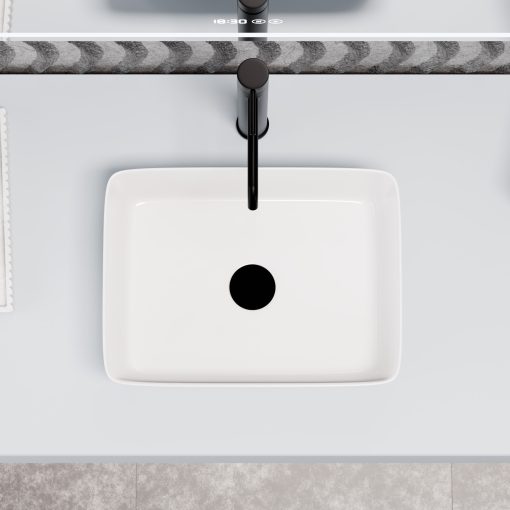 HD Nadia White 41 cm széles pultra ültethető hófehér porcelán mosdótál