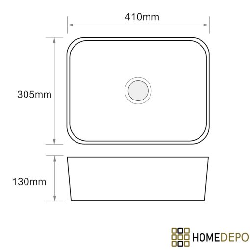 HD Nadia White 41 cm széles pultra ültethető hófehér porcelán mosdótál