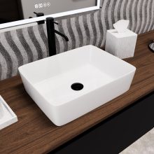 HD Nadia White 48 cm széles pultra ültethető hófehér porcelán mosdótál