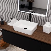 HD Nadia White 48 cm széles pultra ültethető hófehér porcelán mosdótál