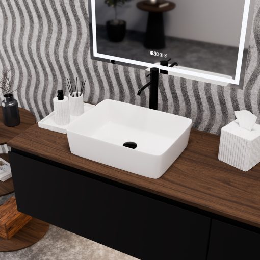 HD Nadia White 48 cm széles pultra ültethető hófehér porcelán mosdótál