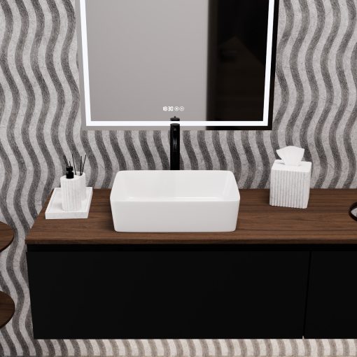 HD Nadia White 48 cm széles pultra ültethető hófehér porcelán mosdótál