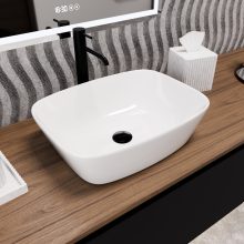 HD Infinity White 50 cm széles pultra ültethető hófehér porcelán mosdótál