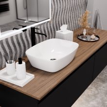 HD Infinity White 50 cm széles pultra ültethető hófehér porcelán mosdótál