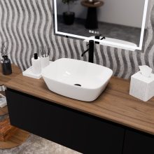 HD Infinity White 50 cm széles pultra ültethető hófehér porcelán mosdótál