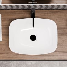HD Infinity White 50 cm széles pultra ültethető hófehér porcelán mosdótál
