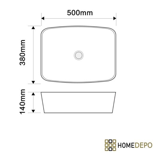 HD Infinity White 50 cm széles pultra ültethető hófehér porcelán mosdótál