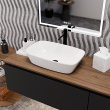 HD Infinity White 60 cm széles pultra ültethető hófehér porcelán mosdótál