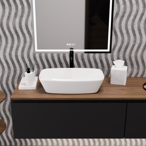 HD Infinity White 60 cm széles pultra ültethető hófehér porcelán mosdótál