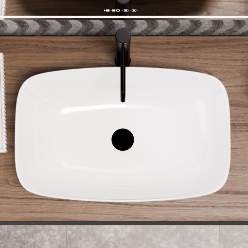 HD Infinity White 60 cm széles pultra ültethető hófehér porcelán mosdótál