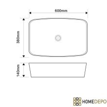 HD Infinity White 60 cm széles pultra ültethető hófehér porcelán mosdótál
