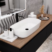 HD Infinity White 70 cm széles pultra ültethető hófehér porcelán mosdótál