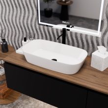 HD Infinity White 70 cm széles pultra ültethető hófehér porcelán mosdótál