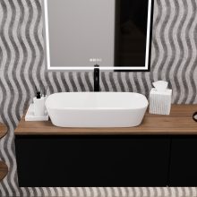 HD Infinity White 70 cm széles pultra ültethető hófehér porcelán mosdótál