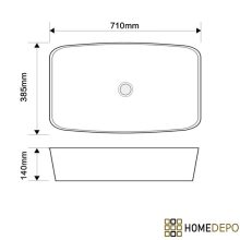 HD Infinity White 70 cm széles pultra ültethető hófehér porcelán mosdótál