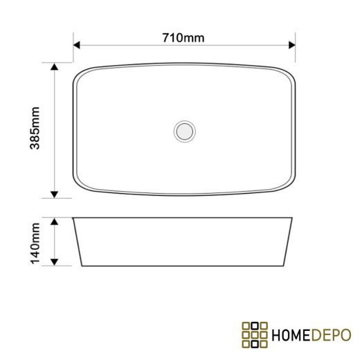 HD Infinity White 70 cm széles pultra ültethető hófehér porcelán mosdótál