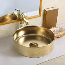 HD Kira 36 cm széles pultra ültethető fényes arany porcelán mosdótál