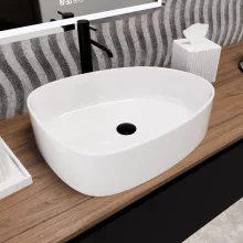 HD Elips White 55 cm széles pultra ültethető hófehér porcelán mosdótál
