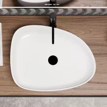 HD Elips White 55 cm széles pultra ültethető hófehér porcelán mosdótál
