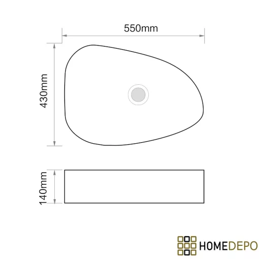 HD Elips White 55 cm széles pultra ültethető hófehér porcelán mosdótál