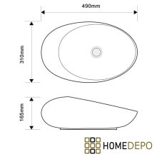HD Lia 49 cm széles pultra ültethető fényes arany-fehér porcelán mosdótál