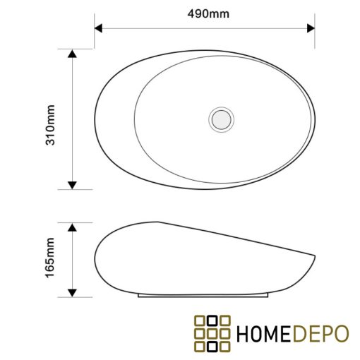HD Lia 49 cm széles pultra ültethető fényes arany-fehér porcelán mosdótál