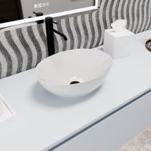 HD Emily White 40 cm széles pultra ültethető fényes fehér porcelán mosdótál