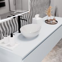 HD Emily White 40 cm széles pultra ültethető fényes fehér porcelán mosdótál