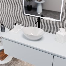 HD Emily White 40 cm széles pultra ültethető fényes fehér porcelán mosdótál