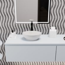 HD Emily White 40 cm széles pultra ültethető fényes fehér porcelán mosdótál