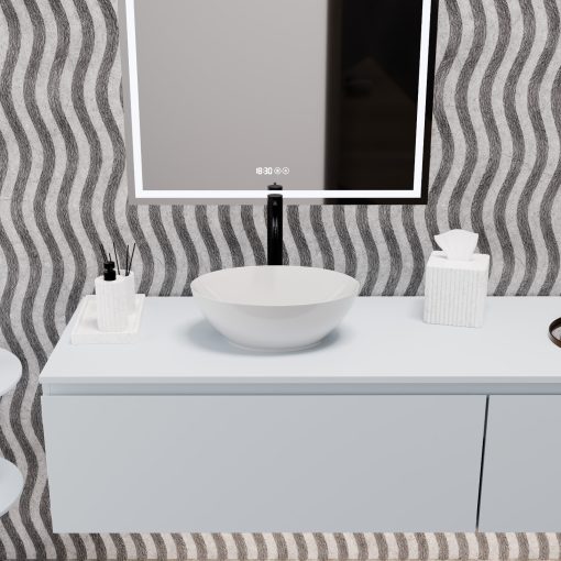 HD Emily White 40 cm széles pultra ültethető fényes fehér porcelán mosdótál