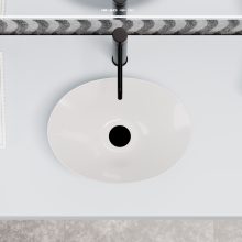 HD Emily White 40 cm széles pultra ültethető fényes fehér porcelán mosdótál