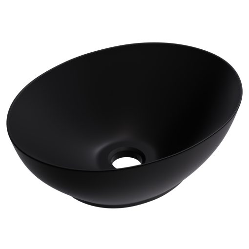 HD Emily Matt Black 40 cm széles pultra ültethető matt fekete porcelán mosdótál