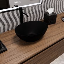 HD Emily Matt Black 40 cm széles pultra ültethető matt fekete porcelán mosdótál