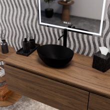 HD Emily Matt Black 40 cm széles pultra ültethető matt fekete porcelán mosdótál