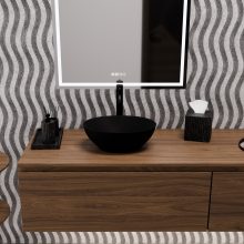 HD Emily Matt Black 40 cm széles pultra ültethető matt fekete porcelán mosdótál