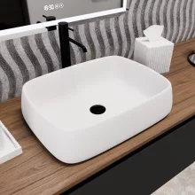 HD Terra White 56 cm széles pultra ültethető hófehér porcelán mosdótál