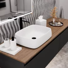 HD Terra White 56 cm széles pultra ültethető hófehér porcelán mosdótál