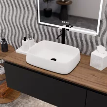 HD Terra White 56 cm széles pultra ültethető hófehér porcelán mosdótál