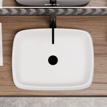 HD Terra White 56 cm széles pultra ültethető hófehér porcelán mosdótál