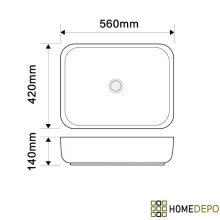 HD Terra White 56 cm széles pultra ültethető hófehér porcelán mosdótál